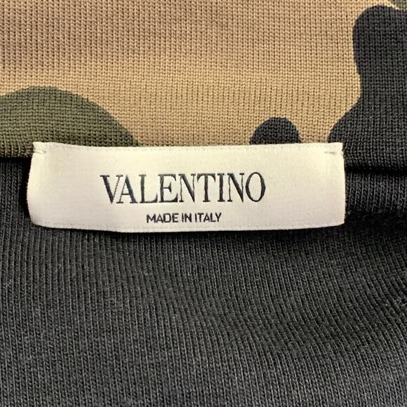 VALENTINO Size L Black Green Camo Polyamide Cotton Zip Up Sweatshirt - Picture 6 of 11